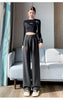 Brown Woolen Suit Pants for Women in Autumn and Winter Narrow Version Straight Wide-leg Pants with Drape