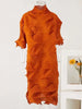 Spring Pleated Dress For Women Loose Fold Turtleneck A-Line Vintage Long Dresses Lady Elegant Clothes Tide 2Aa6000