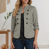 Autumn Casual Lightweight Jackets Women Mandarin Collar Long Sleeve Open-Front Outerwear Commuting Solid Cardigan Coats