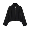 Women Minimalist Chic Pleated Zipper Jacket Early Autumn/Fall Street Elegant Jacket Commute Leisure Jacket