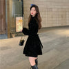 Red Velvet Elegant Party Women's Mini Dresses Christmas Wram French Vintage Dress Ladies Casual Korean Vestidos Year