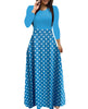 Polka Dot Print Medium Stretch Maxi Dress, Women's Plus High Waist Elegant Long Dress