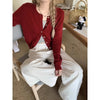Autumn Long Sleeve Women Elegant Cardigan Sweater Slim Fit Solid Color O-neck Knitted Top Short Coat