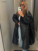 Female Oversized Long Puffer Coat Zip Lapel Full Sleeve Warm Thick Green Overcoat Winter Casual Street Chic Outwear