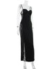 Lace Patchwork Camisoles Solid Split Women Dresses Hip Wrap Sheath Chic Party Outfits Sexy Club Female