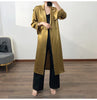 Spring Autumn Long Soft Elegant Flowy Satin Acetate Trench Coat for Women Chic British