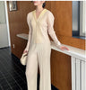 Spring Colorblock Lapel Women's Pleated Short Coat Casual Versatile Single Breasted Jackets 2DB6388