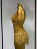 Women Sexy See Through Stretch Bodysuits Birthday Dress Dancer Performance Wear Mesh Rhinestone Nightclub Hotwife Outfit