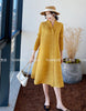 Pleated Triple Button Long Sleeve Lapel Dress Women Spring Korean Causal Elegant Clothes