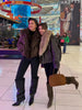Ladies Winter Retro Fur Collar Leather Jacket V‑Neck Full Lapel Long Sleeve Double Breasted Urban Warm Casual Outer