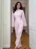 Two-piece Set Stand Collar Long Sleeved Single Breasted Top Straight Leg Pants Women's Clothing Autumn 19DB1060