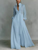 Single Breasted Ladies Pocket Dresses Elegant Stand Collar Long Sleeve Party Dress, Women Spring Solid Casual Dresses