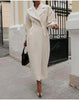 Winter Coat For Women Solid Loose Lapel Double Breasted Trench Vintage Long Sleeve Jackets Warm Thick Woman Coats