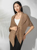 Pleated Spring Women's Cardigan Short Coat Chic Outerwear Unique Design Laeple Half Sleeve Jackets