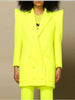 High Street Designer Jacket Women Peak Strong Shoulder Double Breasted Long Blazer Fluorescein