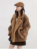 Women Faux Leather Coat Single Breasted Loose Casual Motorcycle Suit Suede Fur Jacket Female Top Autumn Winter