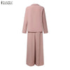 Women 2 Piece Pant Sets Minimalist V-Neck Long Sleeve Blouses and Wide Leg Pants Suits Commuting Woman Outfits