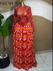 Women leaf Print patchwork smock Midi A-line Long Maxi Dress Elegant Evening Birthday Party Dresses Vestidos