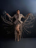 Women Two-Piece Set Turn‑Down Collar Long Sleeve Cinched Waist Blazer Maxi Fringe Slit Skirts Elegant Chic Outfits