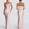 Elegant Satin One Shoulder Ruched Women Maxi Dress Sexy Low Chest Backless Bandage Cinched Waist Mermaid Evening Dresses
