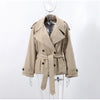Black Stand Collar Trench Coat Women Casual Long Sleeve Single-breasted Loose Windbreaker Lady Autumn High Street Outwear