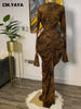 Women Leaf Printed Stacked Ruched Draped V-neck Maxi Long Bodycon Dress Holiday Birthday Club Party Evening Dresses