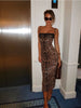 Leopard Prints Sequins Patchwork Lace Women Dresses Camisoles Hip Wrap Skinny Sexy Club Party Outfits Female