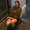 Retro Y2k Women Leopard Fleece Cropped Coat Stand Neck Oriental Frog Fastener Long Sleeve Fuzzy Fur Short Jacket Date Streetwear