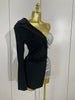 Shiny Sequins Black Splicing One Shoulder Long Sleeved Jumpsuit Women Celebrate Evening Birthday Party Casual Dress