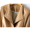 Leather Jacket Women's Short Slim Sheepskin Coat Spring Autumn Leather Jacket Long Sleeve Lapel Zipper Outwear