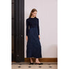 Women Autumn and Winter Crinkle Dress Knitting Patchwork Elegant Lady Maxi Dress