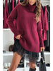 Solid Color Woolen Top + Dresses 2-piece Set For Women's Casual Winter Sexy Suspender Lace Ruffle Dress Female Suit