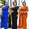 Street Women Diamonds Rhinestones Skew Collar Bodycon Maxi Long Dress Fall Vacation Evening Party Dresses Vestidos