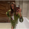 Chic Stand Collar Leather Long Skirt Sets Women Long Sleeve Jackets Spliced Solid Skirts Autumn Lady Y2k Outfits Dress