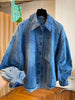 European and American Style Blue Heart Patterned Denim Shirts for Women Long-sleeved Spring Coats