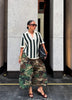 Women's Camouflage Wide Leg Pants Loose Casual High Waist Vintage Pockets Cropped Pants Harajuku Capris