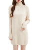 Turtleneck Sweater Women's Pullovers 100% Merino Wool Long Sweater Dress Fall Winter Warm Long Sleeve Knit Jumper Female Dresses