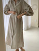 Women's Spring and Autumn Bubble Sleeve Casual Loose Straight Vintage Button Decorative Shirt Long Dress