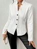 Autumn and Winter Woman Textured Button Front Blazer Stand Collar Long Sleeve Fit for Office and Casual Wear Suit Jacket