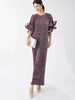 Elegant Pleated Long Dress For Women O-neck Flare Sleeves High Waist Solid Color Dresses Spring Clothing 2Z2387