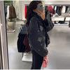 Vintage Sequin Snowflake Jacket For Women Long Sleeve Stand Collar Loose Coat Lady Wool Blend Warm Thicken Outwears