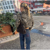 Leopard Print Women Winter Coat Faux Fur Coat Lapel Waist Tightened Jacket Single Breasted Long Sleeve Coat Daily Wear