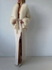 Women's Solid Color Lace Up Fur Collar Woolen Overcoat Bathrobe Style Long Loose Coat Advanced Atmosphere Autumn Winter Overwear