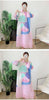 Maxi Pleated Dress For Women Lapel Single Breasted Long Sleeves Color Block Tassel Hem Loose Chic Clothing Autumn 2R5928