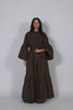 Navy Blue Bubble Tie Waist Maxi Dress Loose Flared Long Sleeve Spring Modest Women Shirt Dress Elegant Lady Vestidos