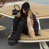 Casual Women Thick Coat With Faux Fur Collar Full Sleeve Zipper Loose Oversize Warm Jacket Female Winter Lady Coats