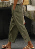 Women's Pants Elastic Waist Solid Color Lace Spliced Drawstring Pocket Simple Basic Casual 9-point Pants