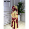 Women Tie Dye Print O-neck Long Sleeve Pleated Long Dress Sexy Mesh Evening Party Birthday Vacation Dresses Vestido