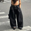 Women Striped Relaxed Fit Jeans Retro Low Rise Wide Leg Denim Pants Grunge Loose Trousers Spring Y2K Clothes