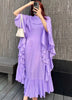 Ruffle Sleeves Pleated Dress For Women Lapel Solid Color Maxi Style Loose Elegant Clothing Spring 2DA2766